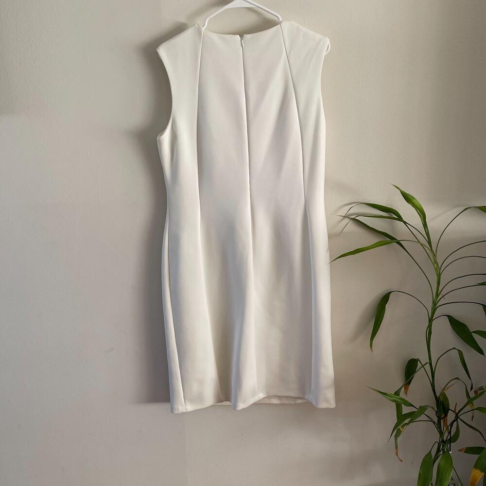 Calvin Klein Womens 14W Sheath Dress White Sleeveless Midi Workwear Classic - Picture 2 of 11
